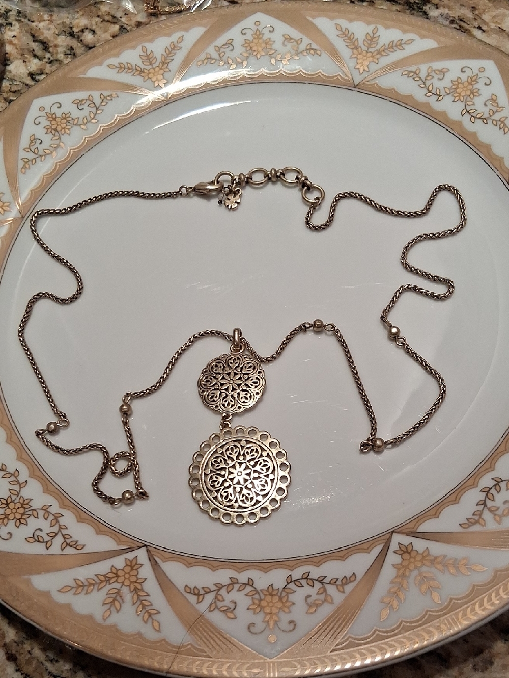 Lucky Brand Dual Mandela Floral Medallion Pendant